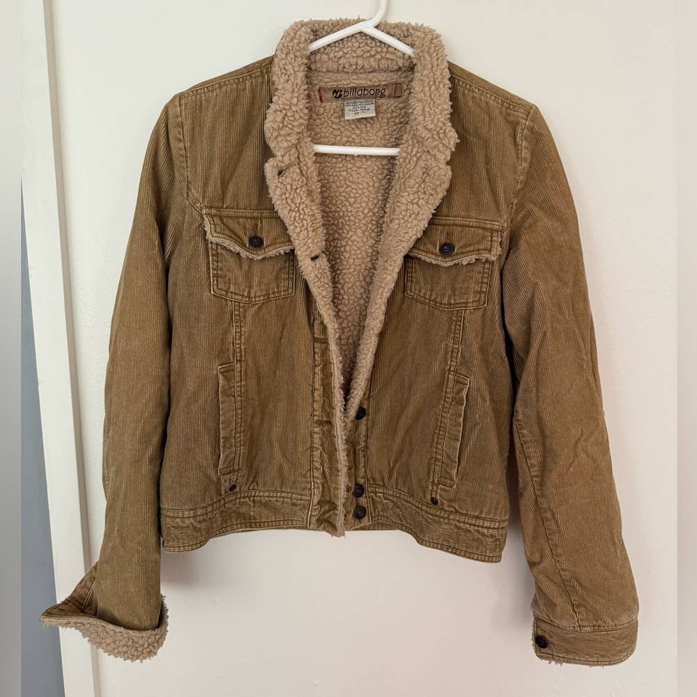 Billabong Tan Corduroy Jacket with Sherpa Lining